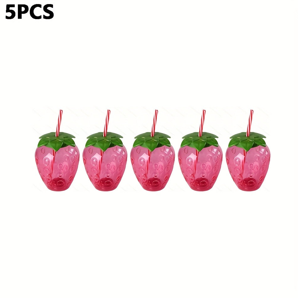 1pc Cute Strawberry Tumbler Cup 1pc Cute Transparent Strawberry Tumbler With Lid And Straw Kawaii Strawberry Cup Milk Tea Cup Fruit Cup Portable Cup Party Drinkware
