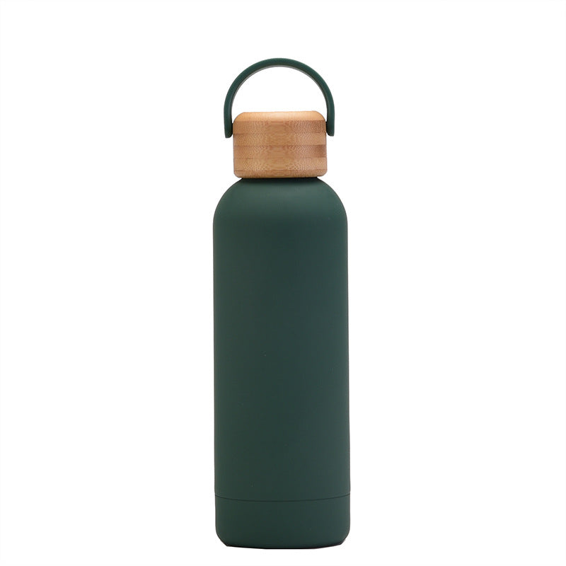 Stainless Steel Insulated Insulated Bottle Cup with Bamboo Lid & Handle - Leakproof Portable Water Bottle, Multi-Color Options (Pink, Green, Grey, Orange, Purple, Red, Brown) | 304 Stainless Steel, Microwave Safe, Logo Printing for Outdoor, Gym