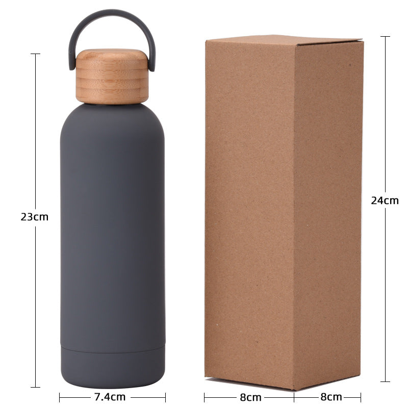 Stainless Steel Insulated Insulated Bottle Cup with Bamboo Lid & Handle - Leakproof Portable Water Bottle, Multi-Color Options (Pink, Green, Grey, Orange, Purple, Red, Brown) | 304 Stainless Steel, Microwave Safe, Logo Printing for Outdoor, Gym