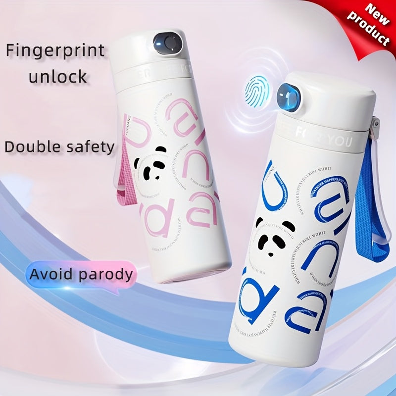 316L Stainless Steel Smart Fingerprint Unlock Password Insulated Cup With Lid And Straw 16.23oz Water Cup Summer Drinking Set Iced Tea Or Coffee Smoothie