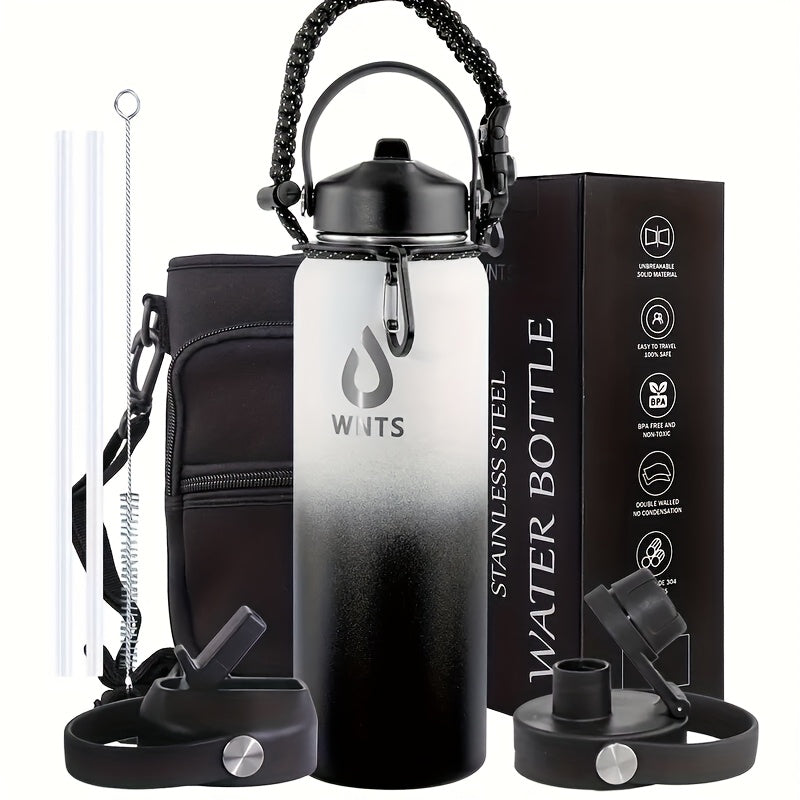 40oz\u002F64oz Insulated Stainless Steel Water Bottle - Double Vacuum Insulated to Maintain Water Temperature - Includes 2 LIDS, Straws And Brushes, Tote Bag And Carrying Ring. Suitable for Outdoor, Office. The Perfect Gift for Holidays And Birthdays