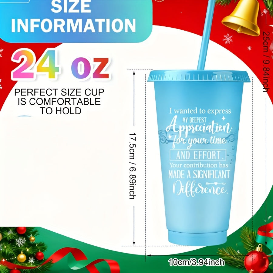 80pcs Employee Appreciation Tumblers Bulk Thank You Cup Graduation Gift 24oz Inspirational Plastic Tumblers with Lids And Straws for Teacher Nurse Team Staff Coworker Volunteer, Halloween Thanksgiving Christmas Party Cups