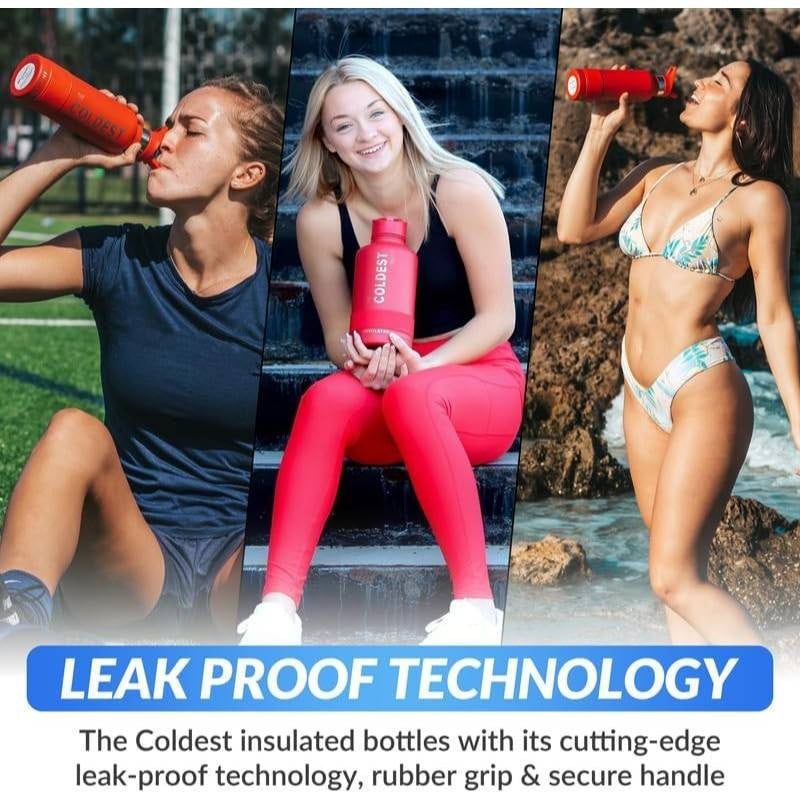 21oz Stainless Steel Insulated Water Bottle with Straw Lid - Double-Wall Vacuum Insulation, Leakproof & Temperature Retention, Matte Black with Blue Accent, Ergonomic Grip & Carry Loop, Durable Thermos for Hot\u002FCold Drinks, Outdoor, Gym, Travel