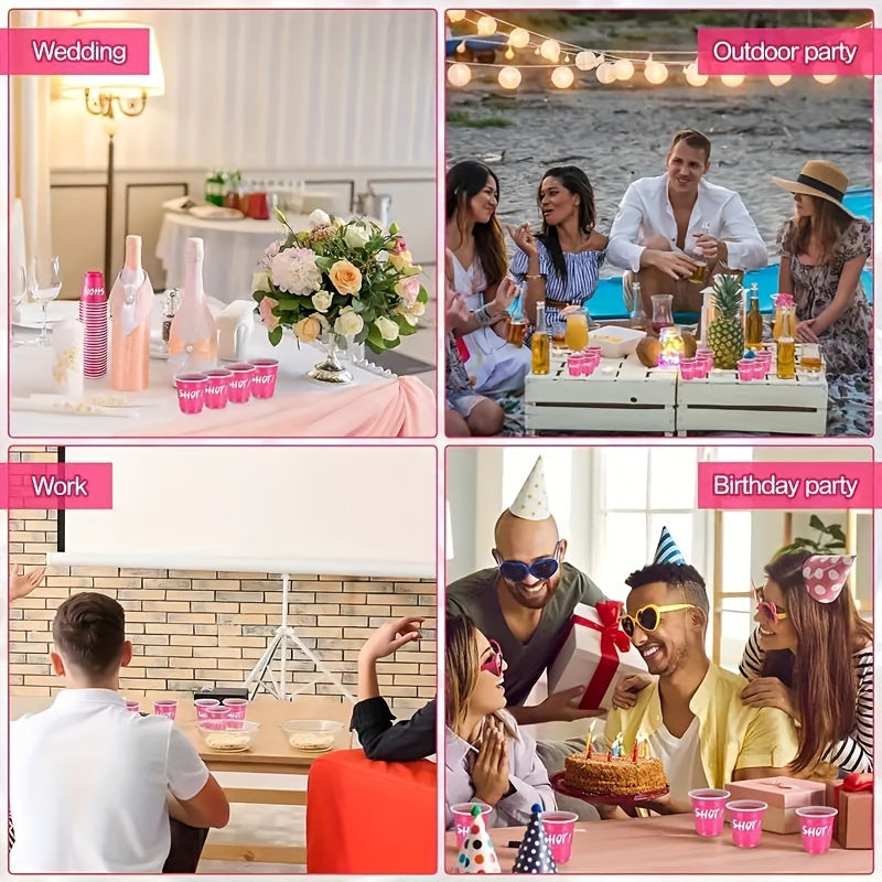 10\u002F40\u002F60pcs Party Decorations Hot Pink Party Cups, 2oz, Single Serving, Cute Mini, PPSU Plastic, for Mother'S Day, Birthday, Party, Picnic Supplies