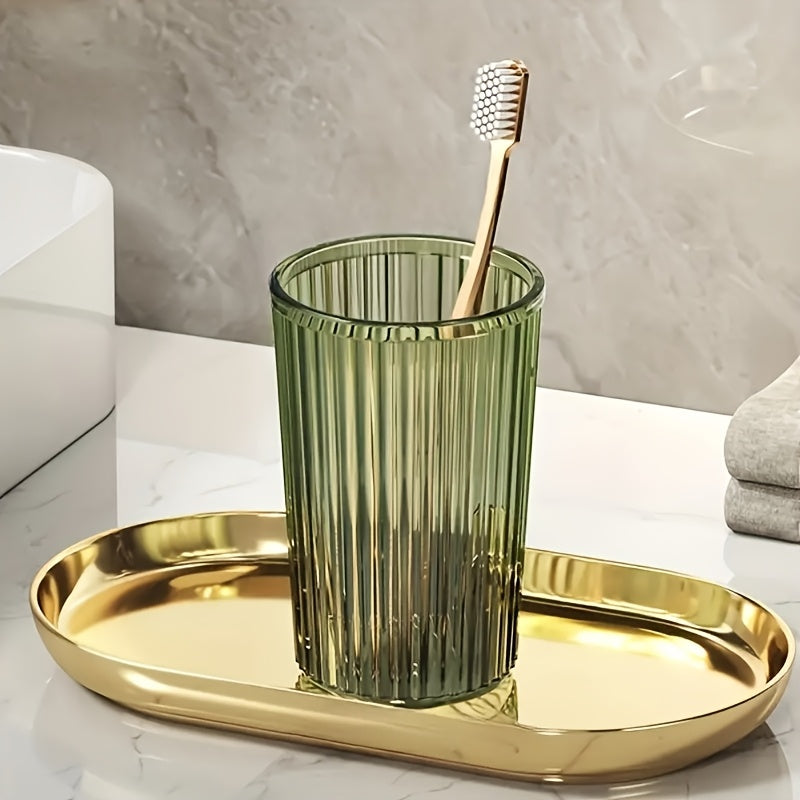 Single, Multiple, Casual Choice Transparent Striped Mouthwash Cup, Bathroom Water Cup, Light Luxury Mouthwash Cup, Suitable for Home, Couples, Student Dormitory Use