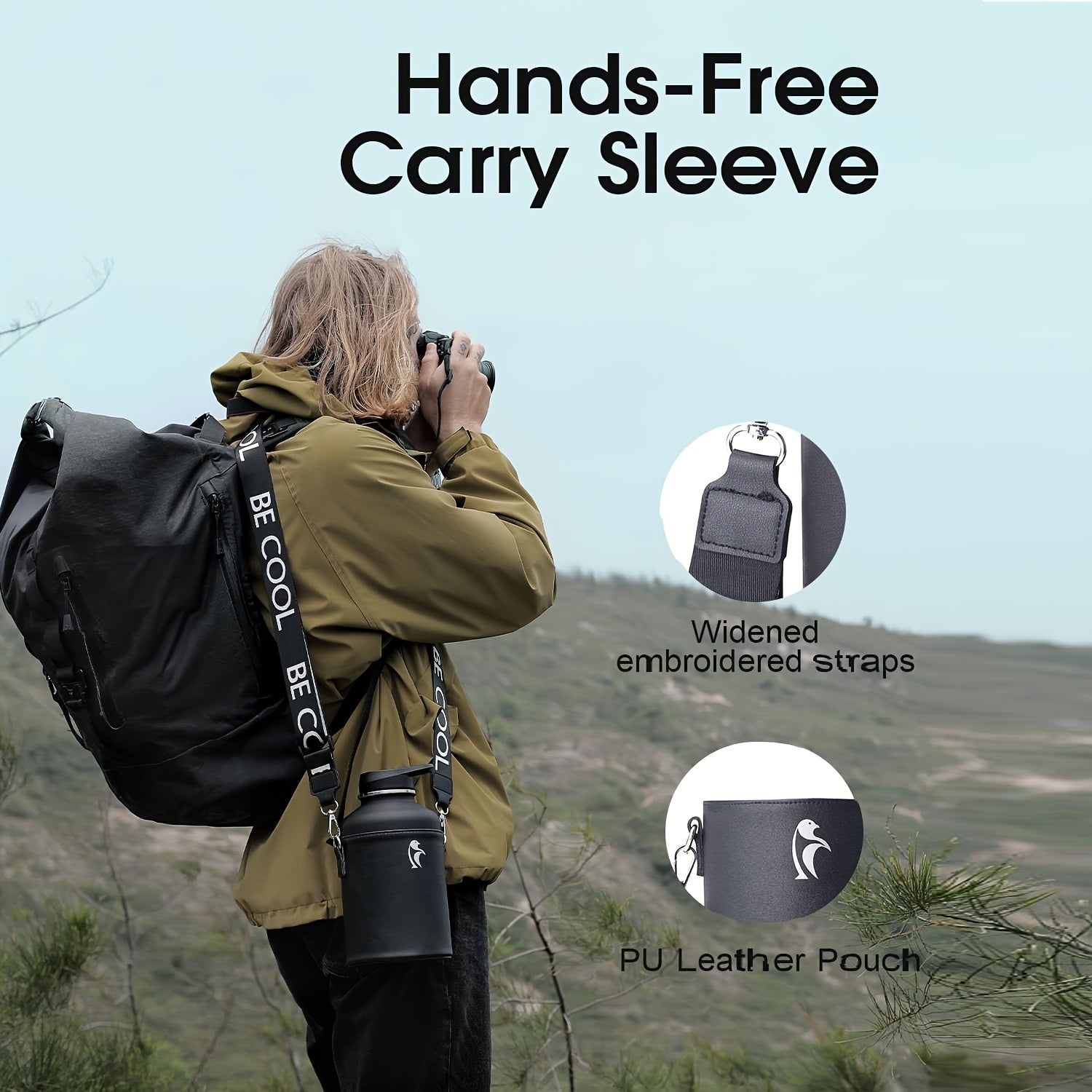 64\u002F128 Oz Water Bottle Insulated With PU Leather Sleeve, Half Gallon Water Bottle Color Contrast With Straw Lids, Stainless Steel Metal Large Water Jug, Keep Cold 48h Hot 24h, Black\u002FPurple