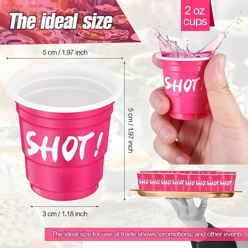 10\u002F40\u002F60pcs Party Decorations Hot Pink Party Cups, 2oz, Single Serving, Cute Mini, PPSU Plastic, for Mother'S Day, Birthday, Party, Picnic Supplies