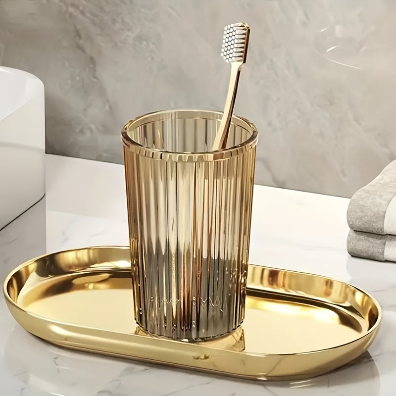 Single, Multiple, Casual Choice Transparent Striped Mouthwash Cup, Bathroom Water Cup, Light Luxury Mouthwash Cup, Suitable for Home, Couples, Student Dormitory Use