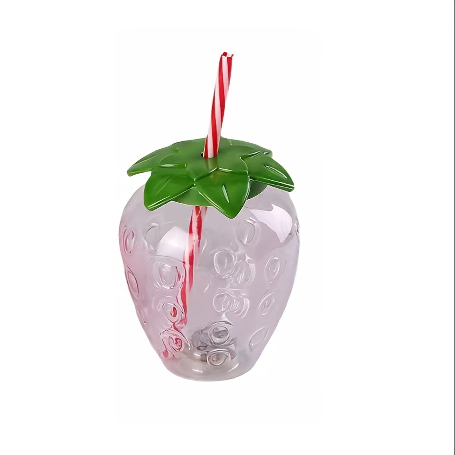 1pc Cute Strawberry Tumbler Cup 1pc Cute Transparent Strawberry Tumbler With Lid And Straw Kawaii Strawberry Cup Milk Tea Cup Fruit Cup Portable Cup Party Drinkware