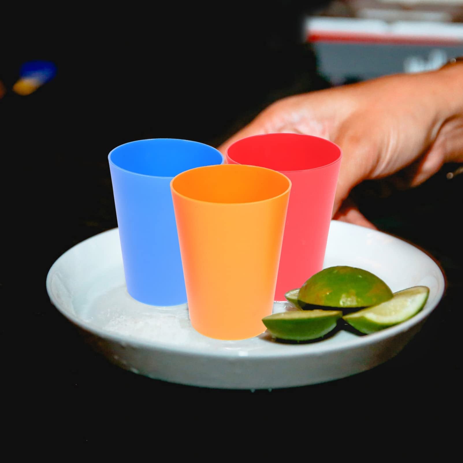 6-Piece Colorful Plastic Drinking Cup Set, Durable and Stackable, Suitable for Fruit Juice, Milk, Coffee, Ice Cream, Microwave and Dishwasher Safe, Kitchen Cup