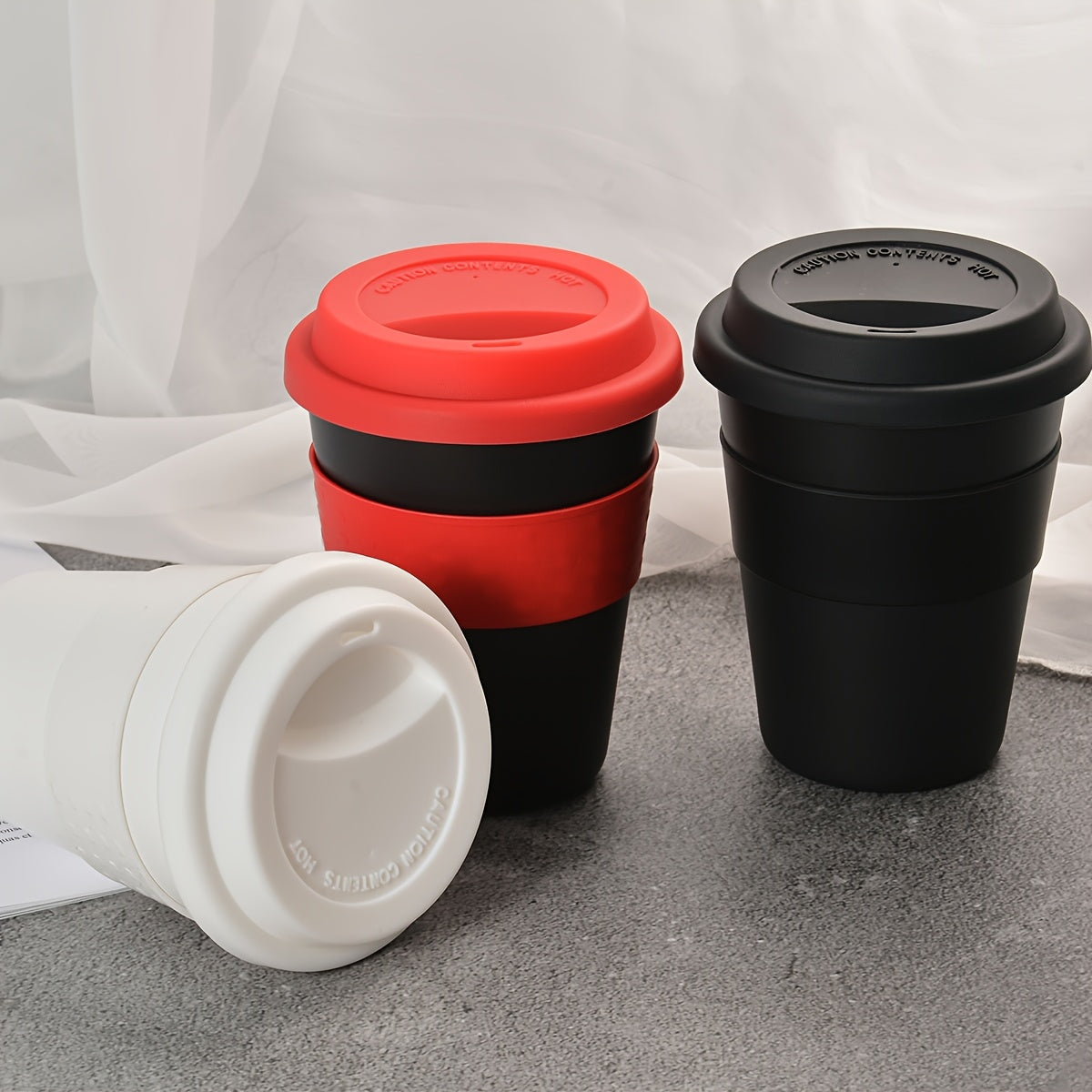 5pcs\u002F6pcs And 12pcs Sets Of 13.53-ounce (approximately 400 Grams) Travel Cups With Lids, Non Slip And Insulated Double-layer Mugs, BPA Free - Can Be Used In Microwave Ovens And Dishwashers, Reusable Plastic Travel Coffee Cups