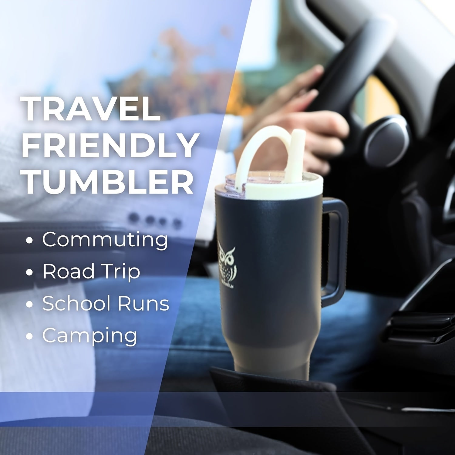 40oz Insulated Stainless Water Bottle Tumbler with Handle & Flip Straw Lid - Leak-Proof Insulated Bottle Mug, Hot\u002FCold Retention, 304 Stainless Travel Insulated Bottle for Gym,, Camping,, - Replacement Lid, Straw & Brush Included