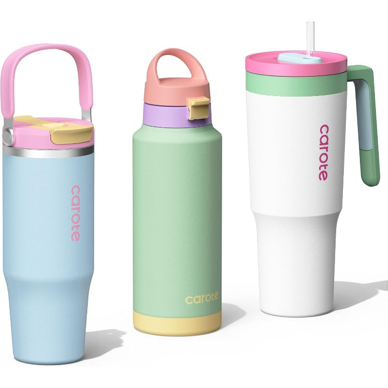 3Pack Insulated Stainl Steel Water Bottles with Upgraded Leakproof Tech Car Holder Fit and ScratchResistant 32 32 40 oz Travel Straw Tumblers Set for Home Car Outdoor aron