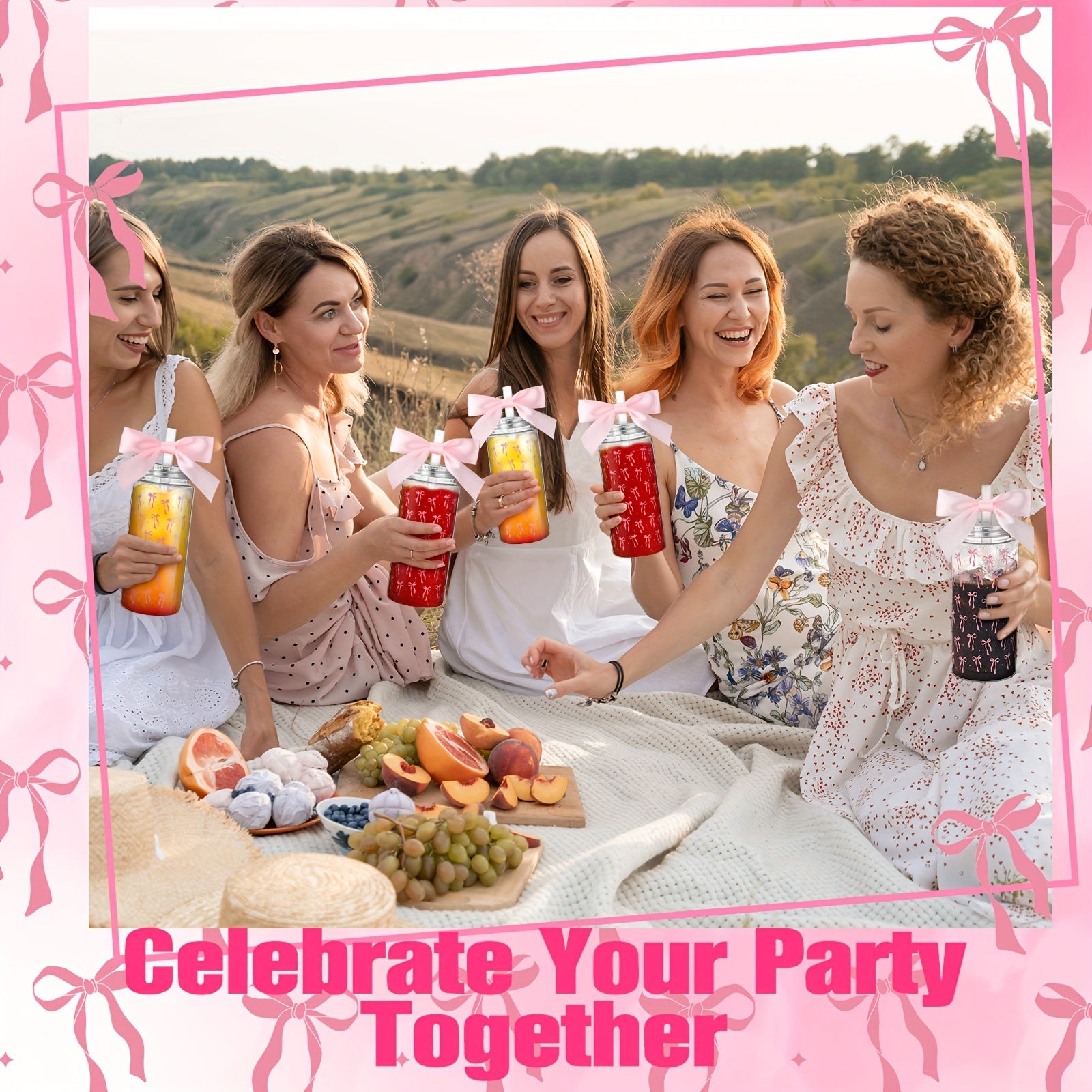 24pcs Pink Bow Plastic Cups Coquette Bow Aesthetic Cup with Lids And Straws 14 Oz Reusable Cute Bow Plastic Tumbler with Ribbon Bow for Women Birthday Bridal Shower Wedding Party Supplies Halloween&Christmas