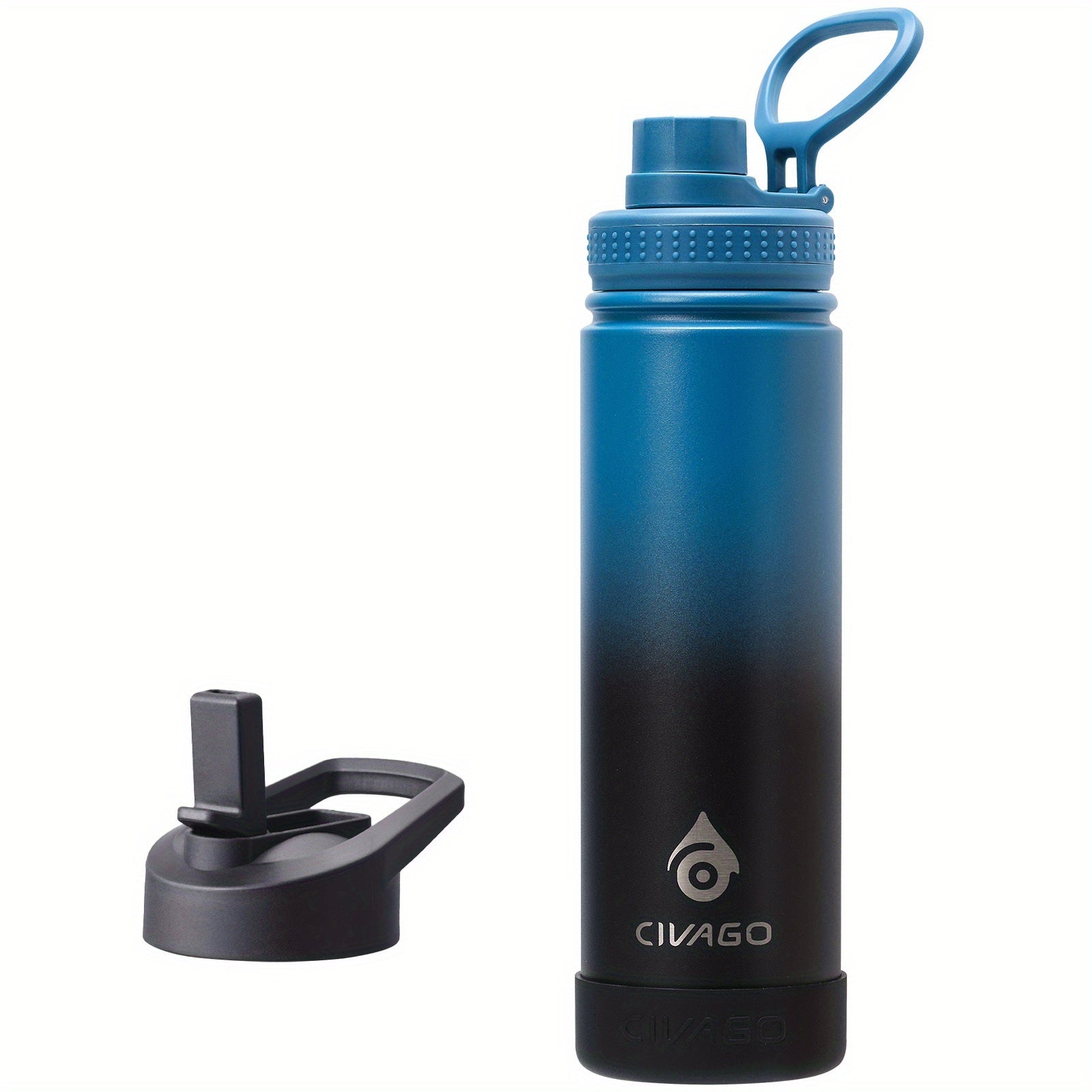 22oz Insulated Water Bottle with Straw Lids (Straw And Spout Lid), Wide Mouth Stainless Steel Tumbler Cup with Handle, Sweat-Free Leak Proof Vacuum Cup Flask, for Sports Hiking Travel Coffee Mug, Durable Metal Canteen BPA Free, 1pc