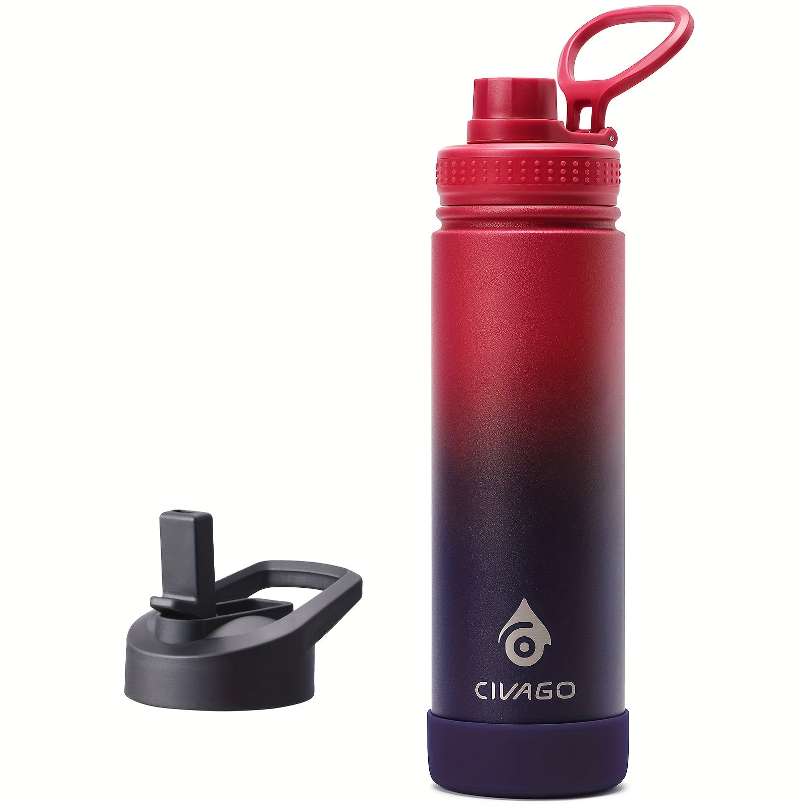 22oz Insulated Water Bottle with Straw Lids (Straw And Spout Lid), Wide Mouth Stainless Steel Tumbler Cup with Handle, Sweat-Free Leak Proof Vacuum Cup Flask, for Sports Hiking Travel Coffee Mug, Durable Metal Canteen BPA Free, 1pc