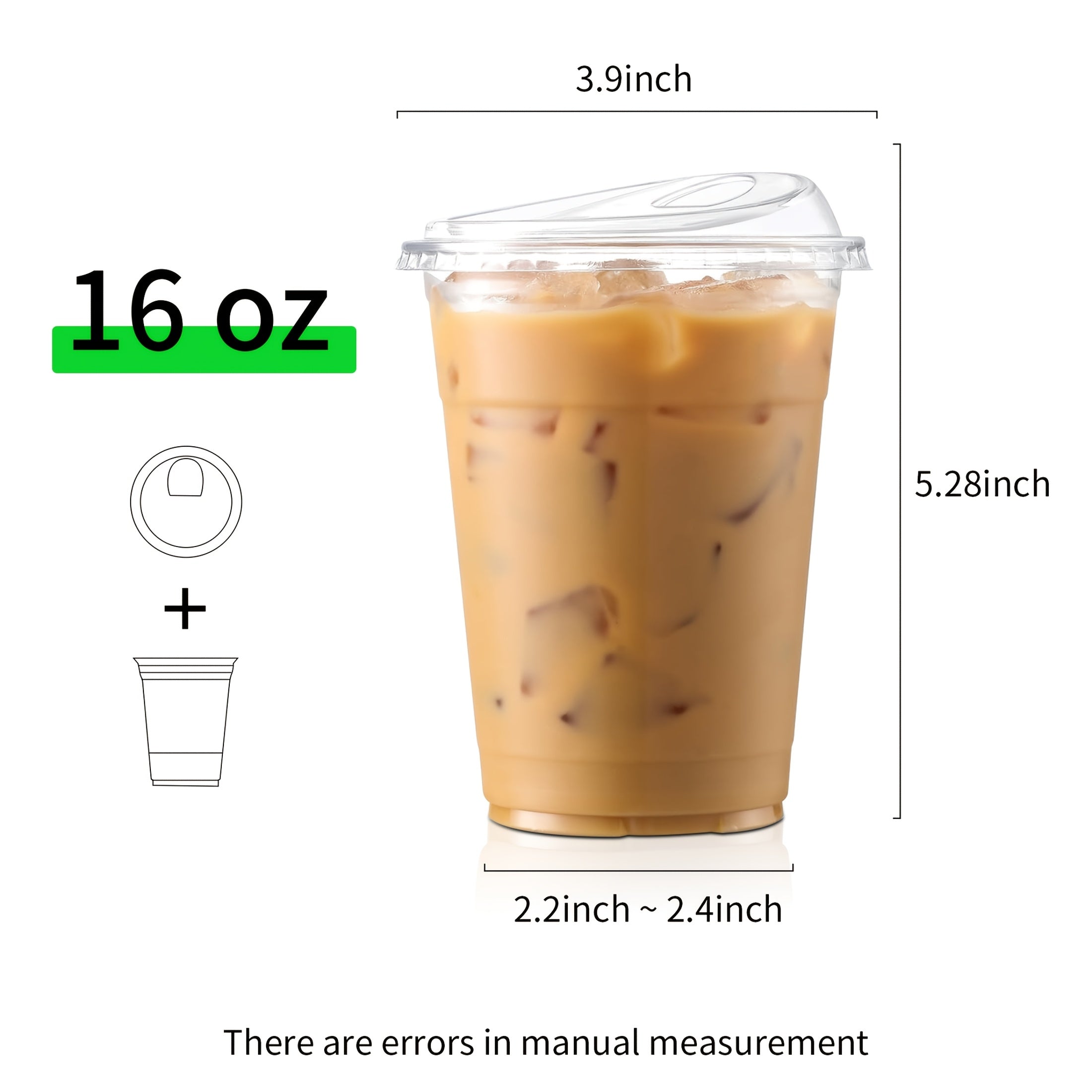 100 Sets of Plastic Cups with Lids, Frozen Cold Drink Storage Containers, Disposable Clear Ice Coffee Cups for Iced Coffees, Smoothies, Milkshakes & Takeout Beverages – Perfect for Halloween and Christmas Parties