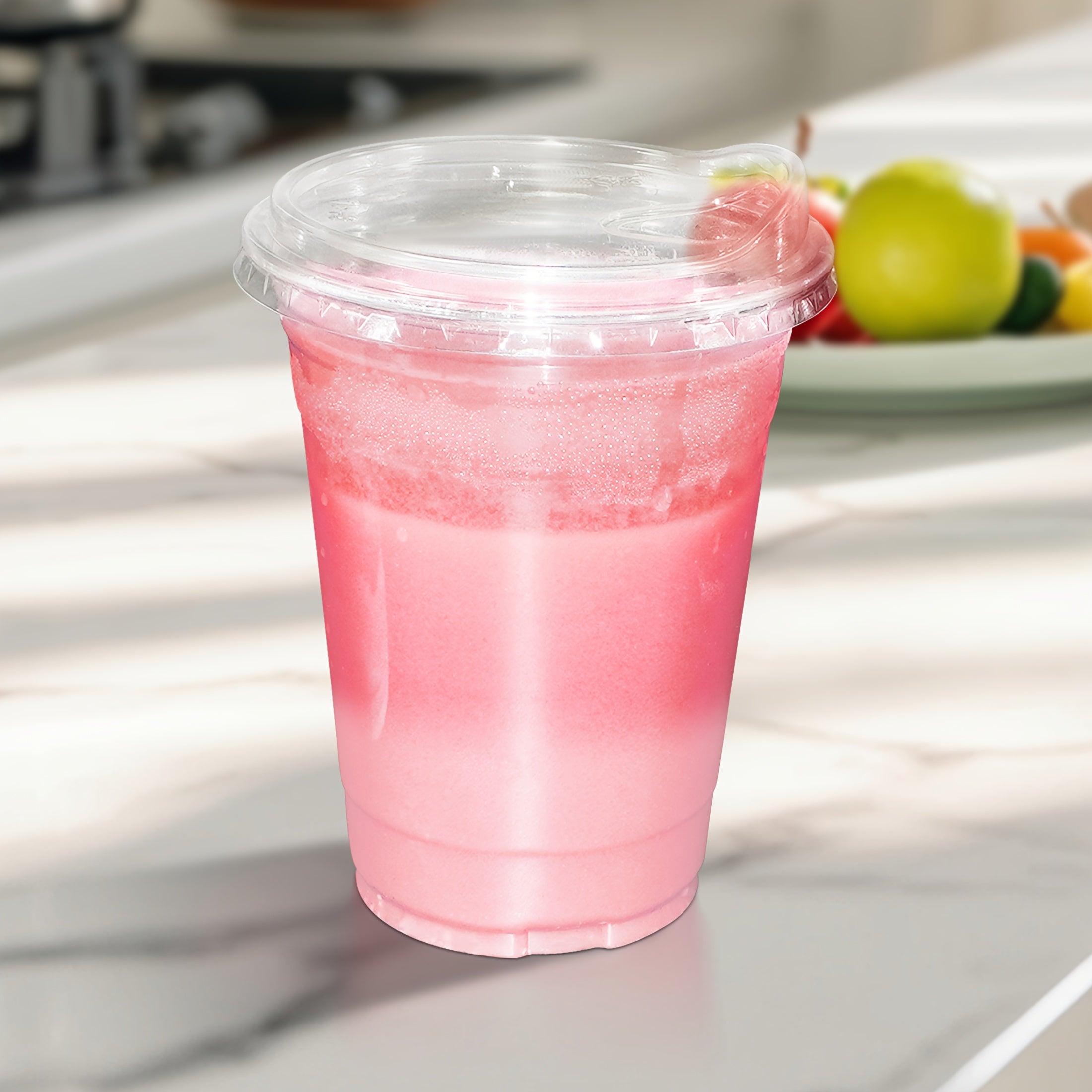 100 Sets of Plastic Cups with Lids, Frozen Cold Drink Storage Containers, Disposable Clear Ice Coffee Cups for Iced Coffees, Smoothies, Milkshakes & Takeout Beverages – Perfect for Halloween and Christmas Parties