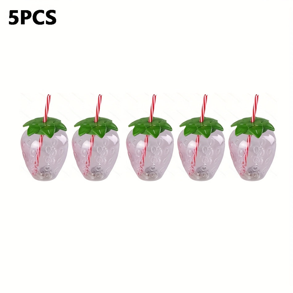 1pc Cute Strawberry Tumbler Cup 1pc Cute Transparent Strawberry Tumbler With Lid And Straw Kawaii Strawberry Cup Milk Tea Cup Fruit Cup Portable Cup Party Drinkware