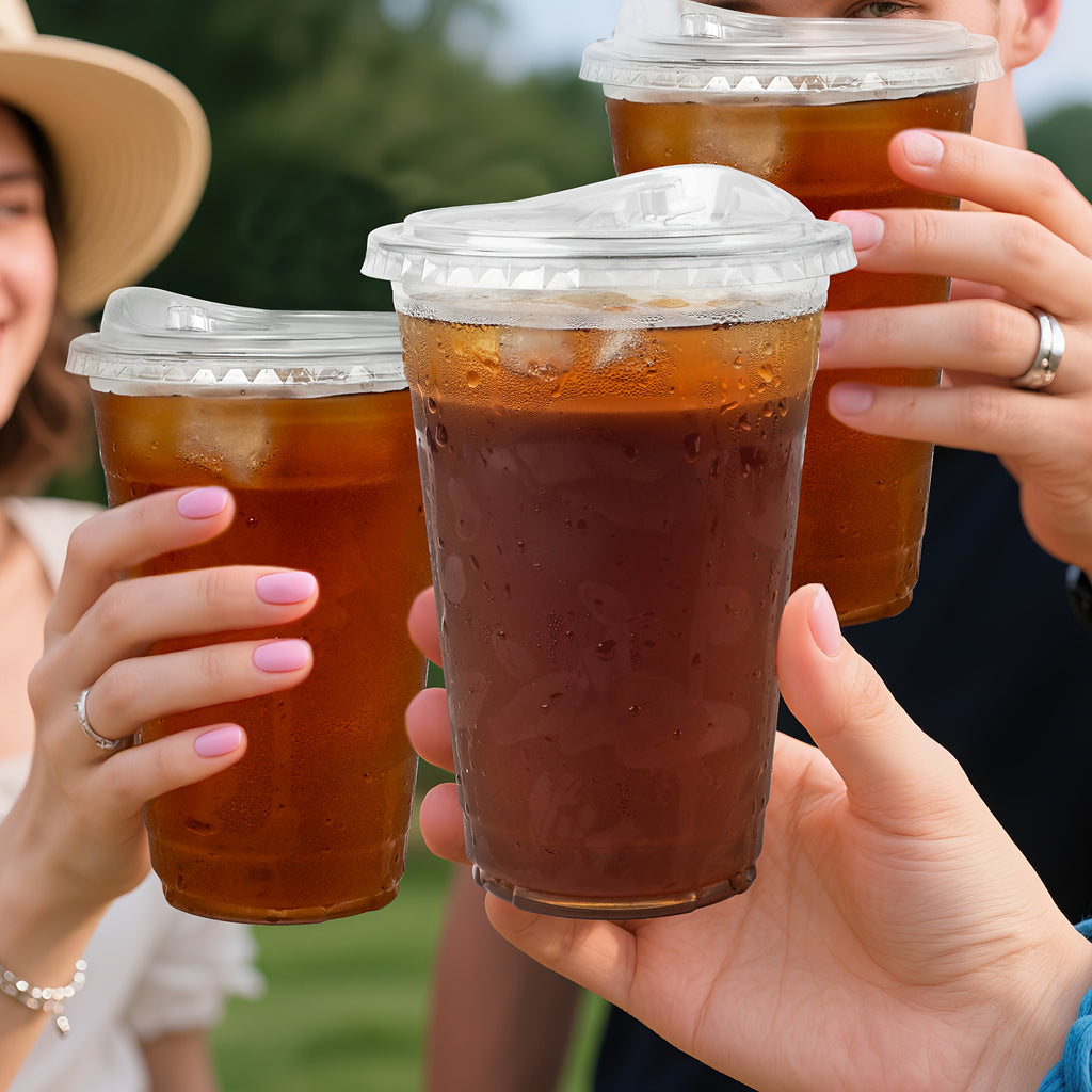 100 Pack- 16oz Plastic Cups with Lids And Straws, Disposable Clear Plastic Cups with Lids for Iced Coffee, Smoothie, Milkshake And Cold Drinks,Suitable for Halloween and Christmas