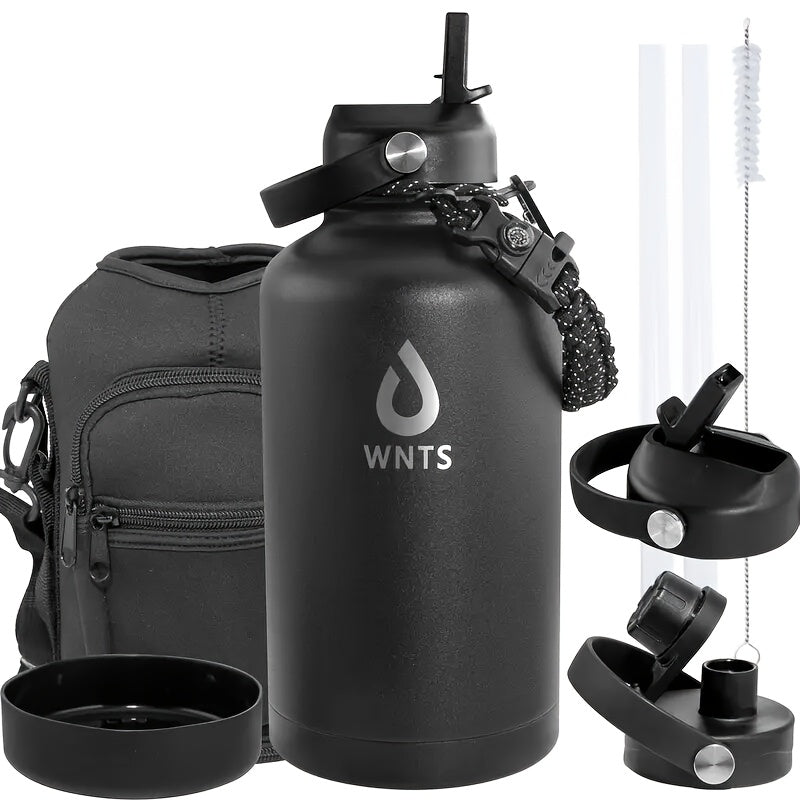 40oz\u002F64oz Insulated Stainless Steel Water Bottle - Double Vacuum Insulated to Maintain Water Temperature - Includes 2 LIDS, Straws And Brushes, Tote Bag And Carrying Ring. Suitable for Outdoor, Office. The Perfect Gift for Holidays And Birthdays