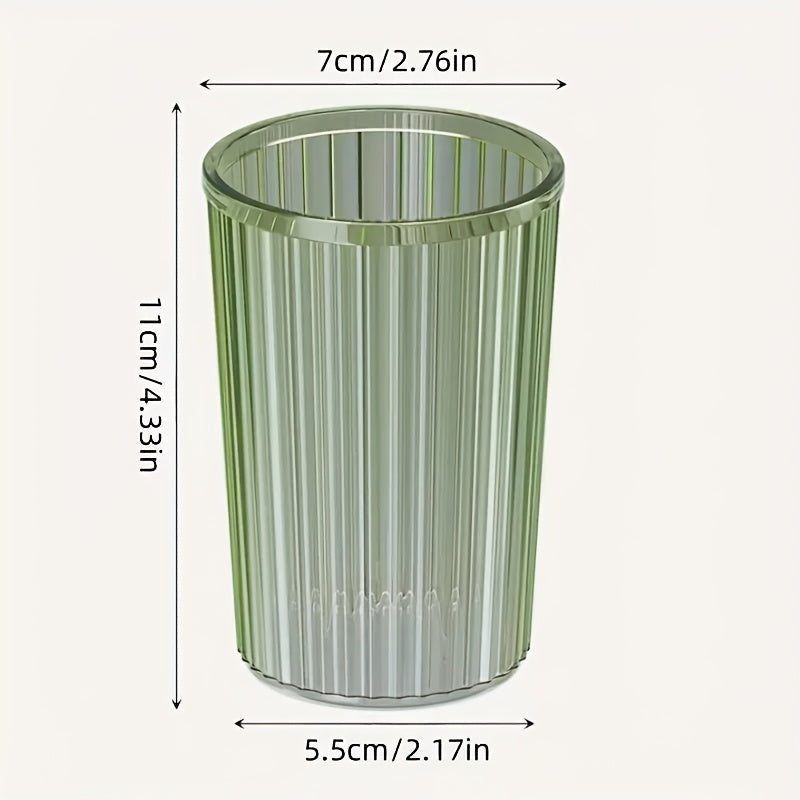 Single, Multiple, Casual Choice Transparent Striped Mouthwash Cup, Bathroom Water Cup, Light Luxury Mouthwash Cup, Suitable for Home, Couples, Student Dormitory Use