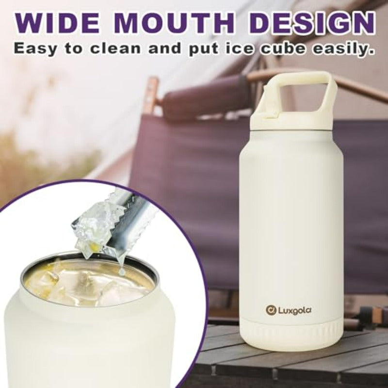 64oz Half Gallon Insulated Water Bottle with Flip Straw Lid & Handle, Leakproof Insulated Bottle Flask for Hot\u002FCold Drinks, 12H Cold & 9H Hot Retention, Pink-Purple Gradient Tumbler, Wide Mouth & Non-Slip Base