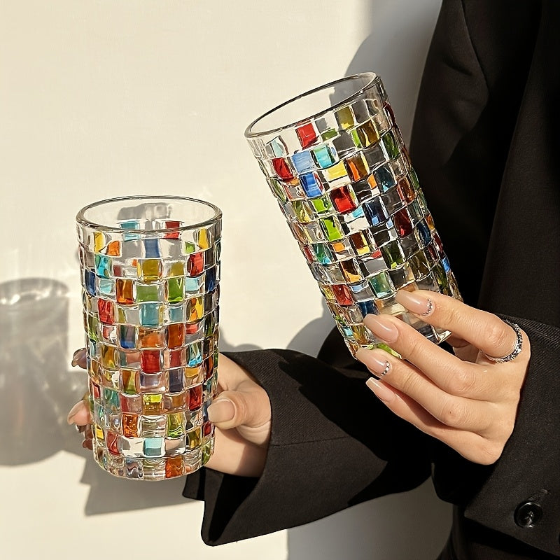 4pcs Colored Glass Mugs Water Mugs Coffee Mugs Premium Feeling Painted Home Whiskey Vintage Beer Mugs, Home Barware, Party Drinkware, Decorative Glassware, Classic Design, Durable Glassware, Handcrafted Mugs, Drinking Glasses, Barware Set