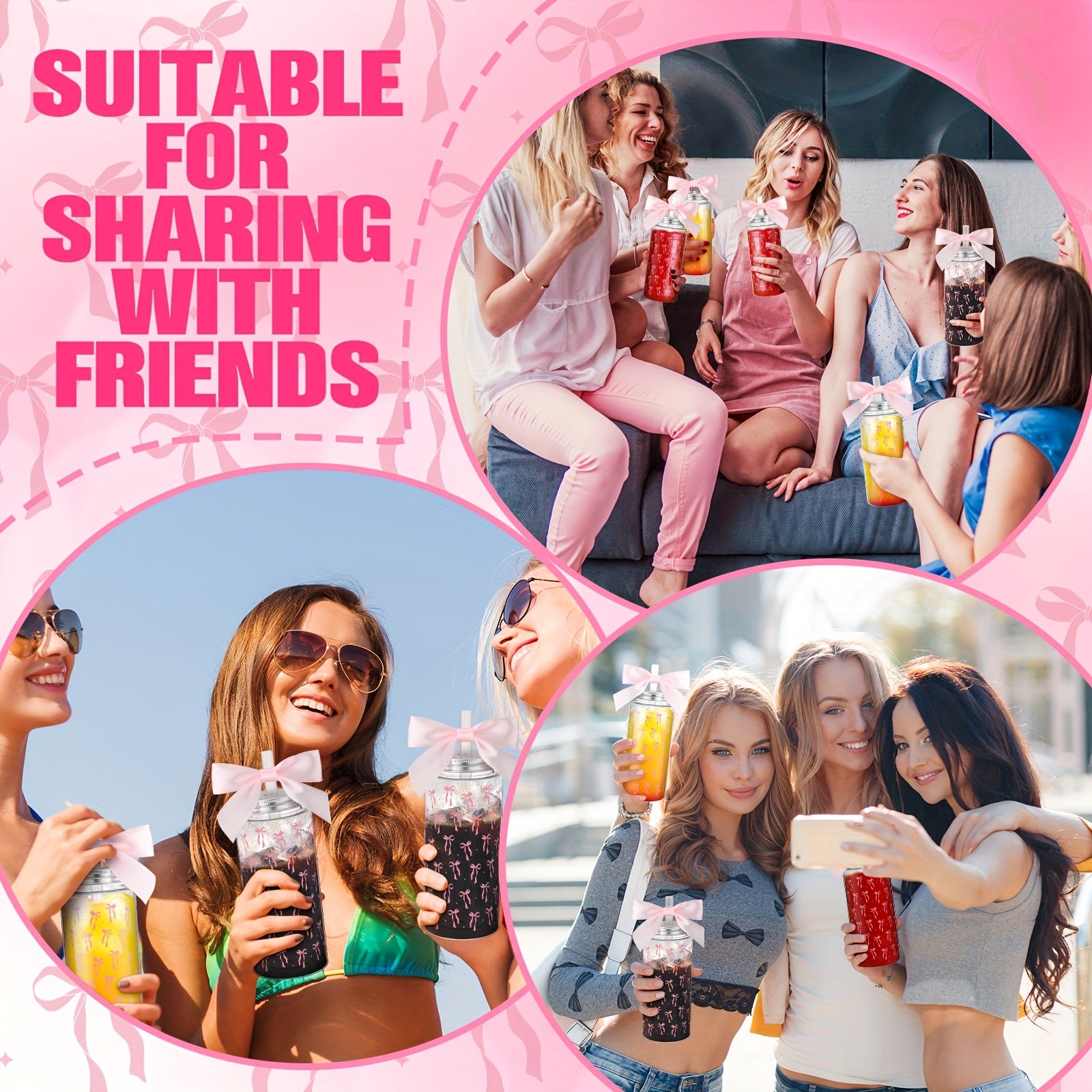 24pcs Pink Bow Plastic Cups Coquette Bow Aesthetic Cup with Lids And Straws 14 Oz Reusable Cute Bow Plastic Tumbler with Ribbon Bow for Women Birthday Bridal Shower Wedding Party Supplies Halloween&Christmas