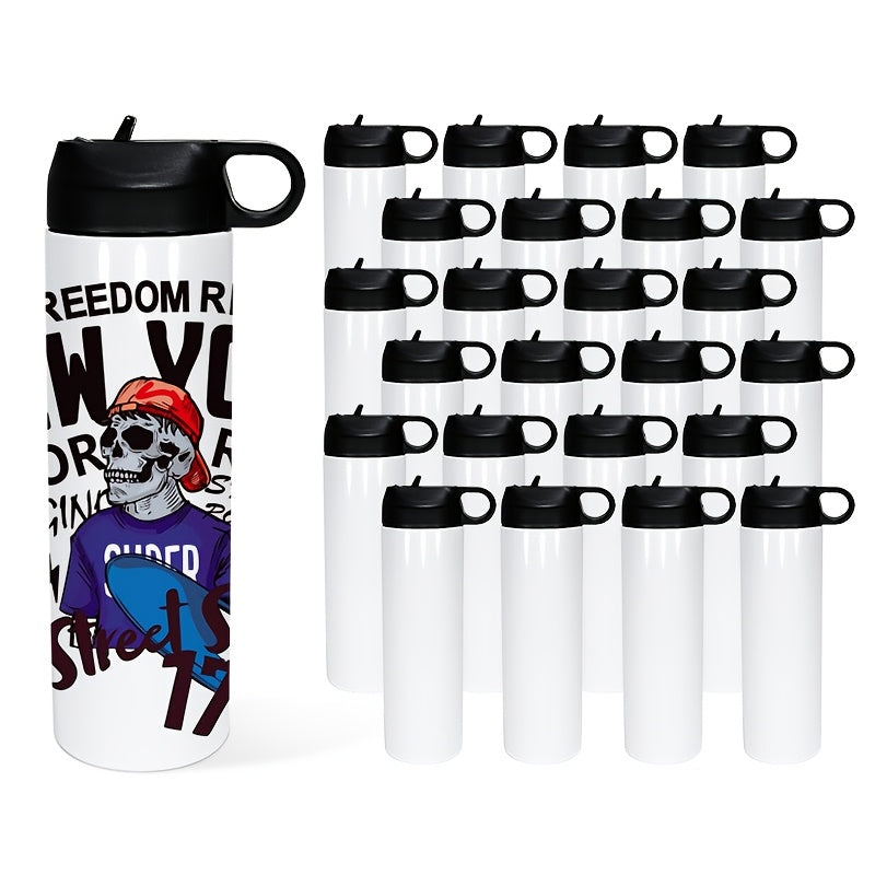 25pcs 20oz Sublimation Blank Double Wall Insulated Sports Water Flask Bottle with Flip Top Lid