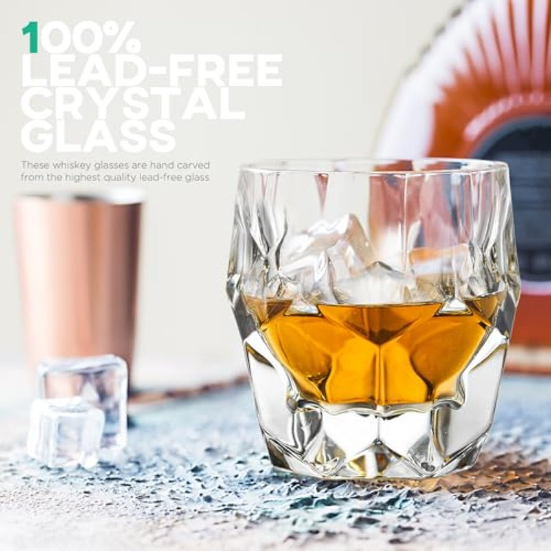 Old Fashioned Whiskey Glasses 8.4 oz 250ml Scotch Glasses Ultra Clear Whiskey Glass for Bourbon and Liquor Set of 4 Glassware Gift for Men Clear Crystal Diamond Glass