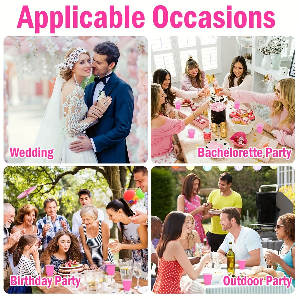 10\u002F40\u002F60pcs Party Decorations Hot Pink Party Cups, 2oz, Single Serving, Cute Mini, PPSU Plastic, for Mother'S Day, Birthday, Party, Picnic Supplies