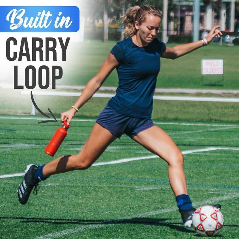 21oz Stainless Steel Insulated Water Bottle with Straw Lid - Double-Wall Vacuum Insulation, Leakproof & Temperature Retention, Matte Black with Blue Accent, Ergonomic Grip & Carry Loop, Durable Thermos for Hot\u002FCold Drinks, Outdoor, Gym, Travel