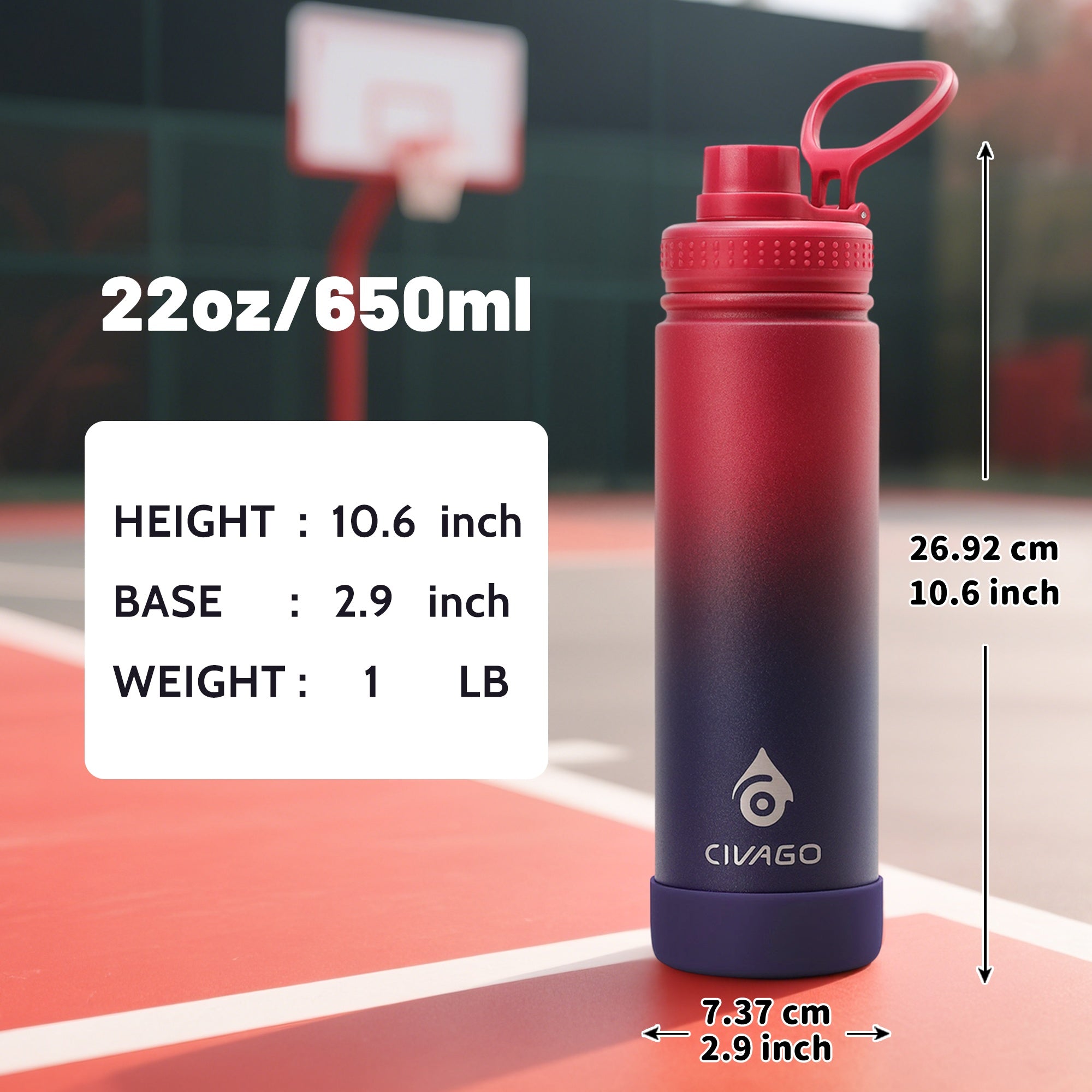 22oz Insulated Water Bottle with Straw Lids (Straw And Spout Lid), Wide Mouth Stainless Steel Tumbler Cup with Handle, Sweat-Free Leak Proof Vacuum Cup Flask, for Sports Hiking Travel Coffee Mug, Durable Metal Canteen BPA Free, 1pc