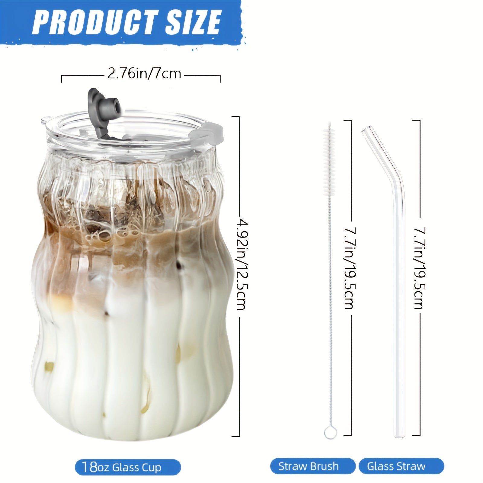 BPA-Free Glass Coffee Cups 4pcs\u002F6pcs BPA-Free Borosilicate Glass Coffee Cups with Straws | U-Shaped Insulated Tea Cups for Cold Drinks, Cloud Design, Hand Wash Only, Perfect for Labor Day & Thanksgiving Gifts