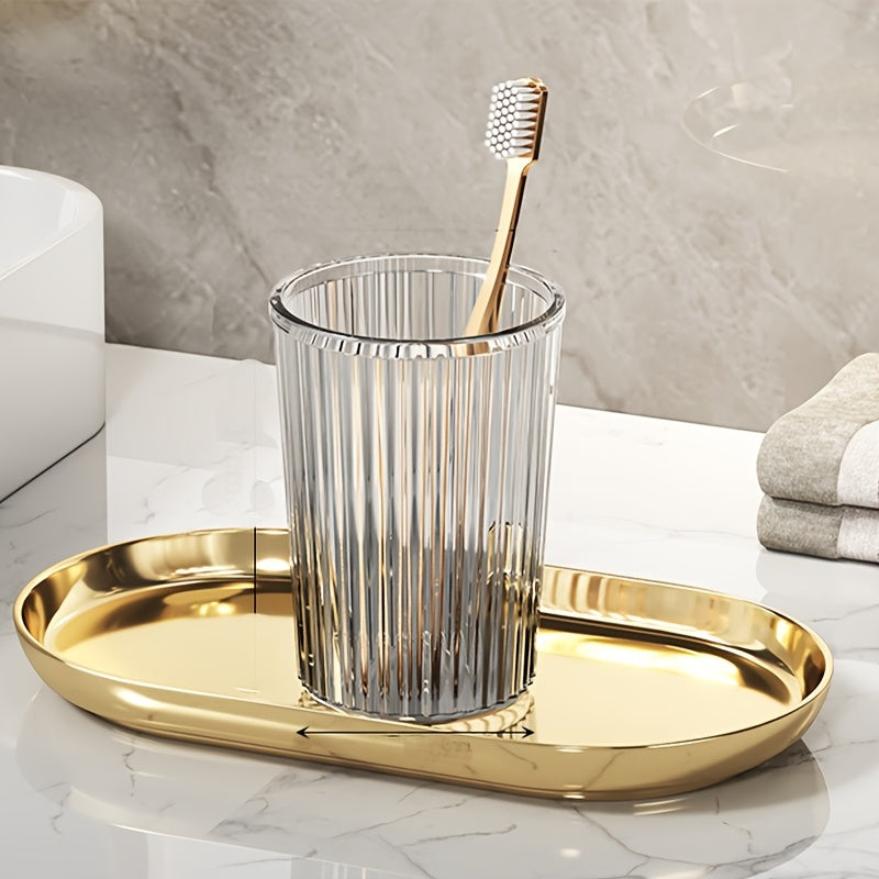 Single, Multiple, Casual Choice Transparent Striped Mouthwash Cup, Bathroom Water Cup, Light Luxury Mouthwash Cup, Suitable for Home, Couples, Student Dormitory Use