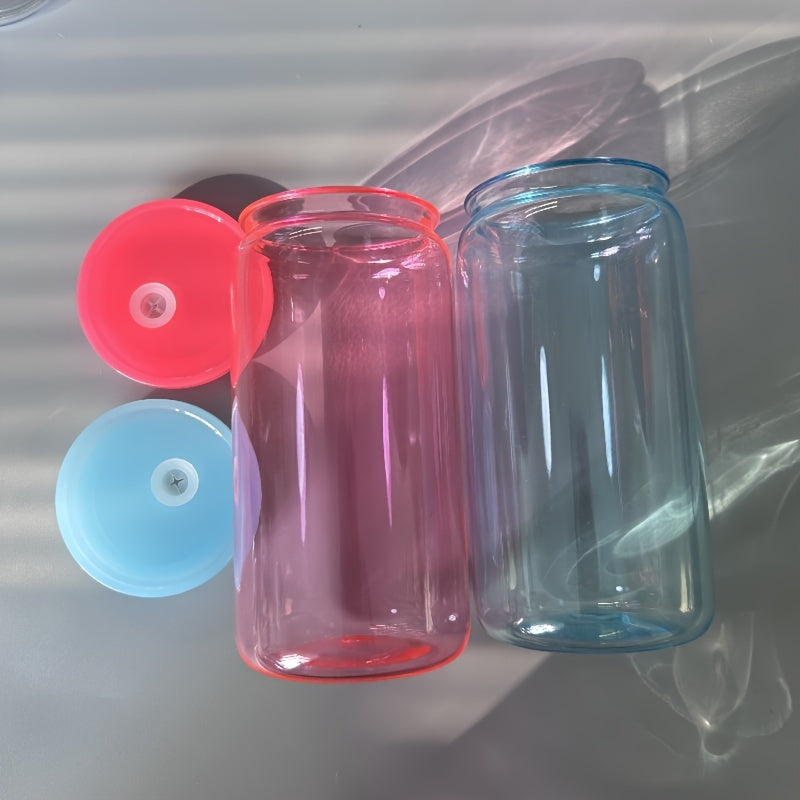 50pack USA WAREHOUSE Jelly 16oz Plastic Cup Cold Cup With Lid And Straw For Uv Dtf Wraps Clear Transparent Colored 16oz Plastic Acrylic Cup With Colorful Lids 16oz Libby Tumbler Suitable For Camping, Outdoor Activities, A Gift For Father'S Day Gift