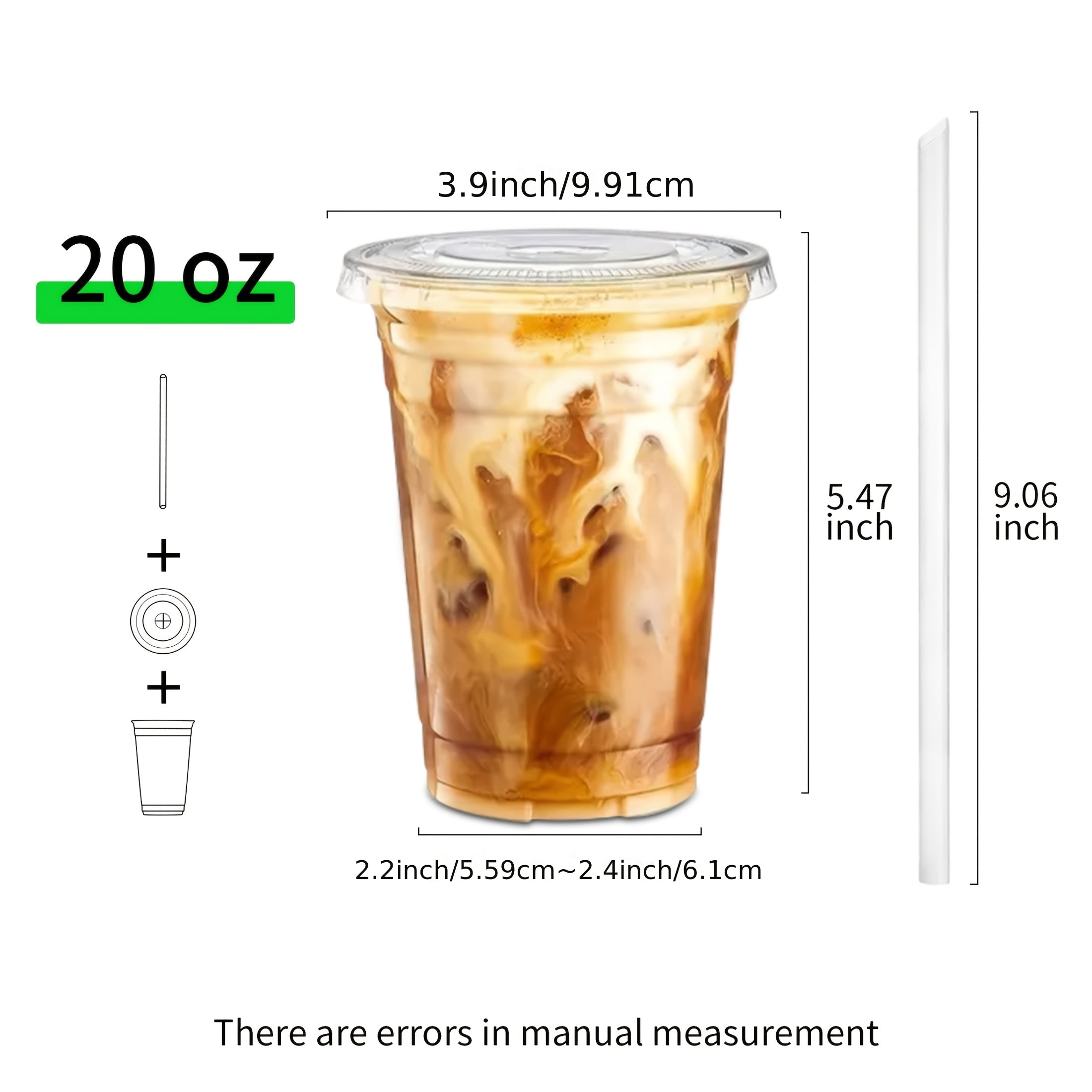 50 Sets 12oz-16oz-20oz-24oz Disposable Plastic Cups with Lids & Straws - Coffee Cold Drink Cups for Holiday Party, Halloween party, Christmas gatheringTravel, Home & Office Use, Disposable Cup, Cups Disposable