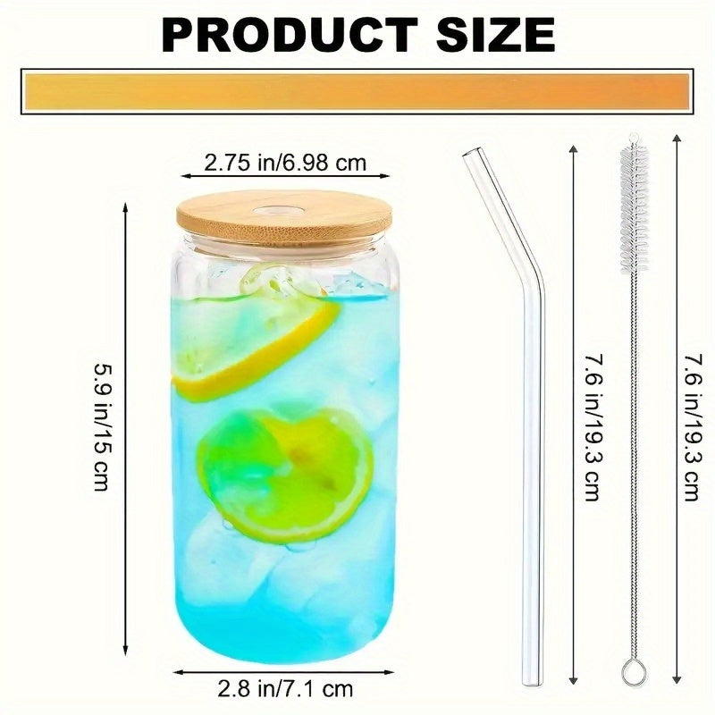 6\u002F8\u002F16pcs Glasses, 16oz Insulated Glasses with Lids And Straws, Jar Glasses for Gifts, Parties, Drinking Glass Sets, Iced Coffee Mugs, Cute Tea Mugs, Homemade Drinking Glasses.