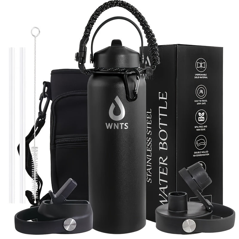 40oz\u002F64oz Insulated Stainless Steel Water Bottle - Double Vacuum Insulated to Maintain Water Temperature - Includes 2 LIDS, Straws And Brushes, Tote Bag And Carrying Ring. Suitable for Outdoor, Office. The Perfect Gift for Holidays And Birthdays