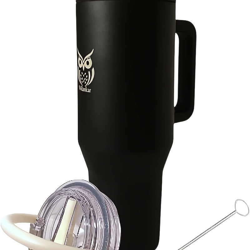 40oz Insulated Stainless Water Bottle Tumbler with Handle & Flip Straw Lid - Leak-Proof Insulated Bottle Mug, Hot\u002FCold Retention, 304 Stainless Travel Insulated Bottle for Gym,, Camping,, - Replacement Lid, Straw & Brush Included