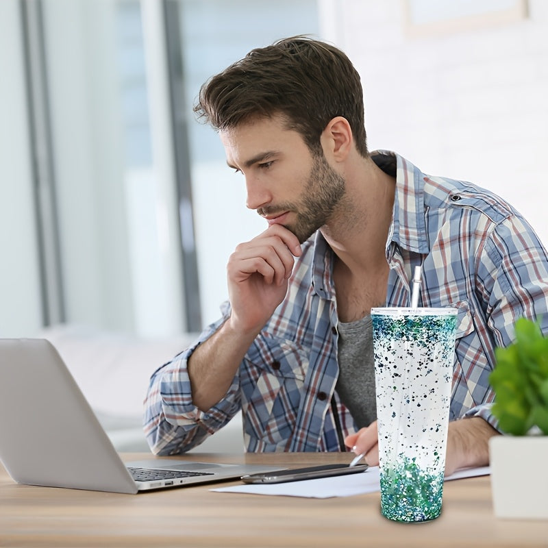 25pcs 24oz Clear Double-Wall Plastic Tumblers with Pre-Drilled Holes, Lids & Straws - BPA-Free, Hand Wash Only, Perfect for Snow Globe Cups & DIY Crafts, Featuring Cute Cartoon Animal Designs, Snowflake Craft