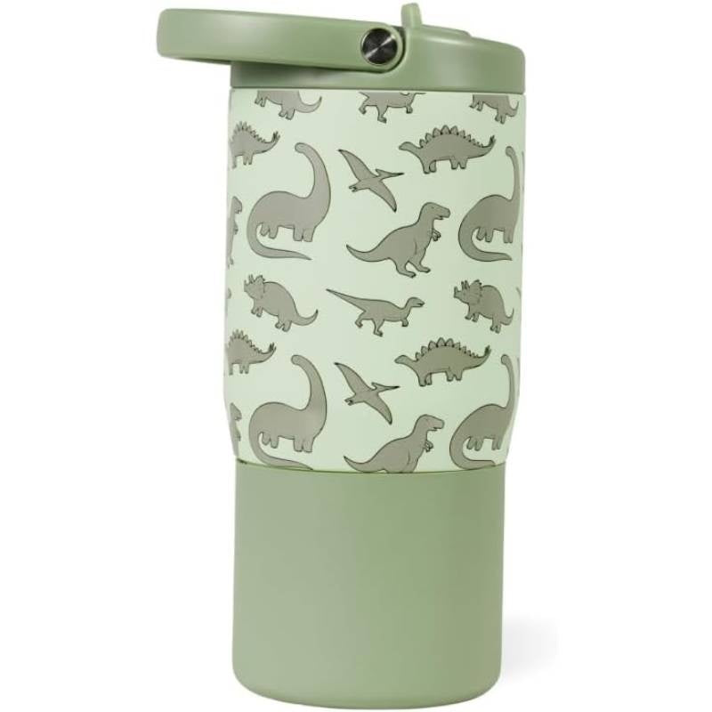 14oz Insulated Stainless Steel Thermos Bottle - Leakproof, BPA-Free, Dishwasher Safe, Cute Dinosaur design (Mint green with) - Thermal Cup for Gym, Travel, School, Office - Keeps Drinks Hot\u002FCold for Hours - Ideal ' Thermos
