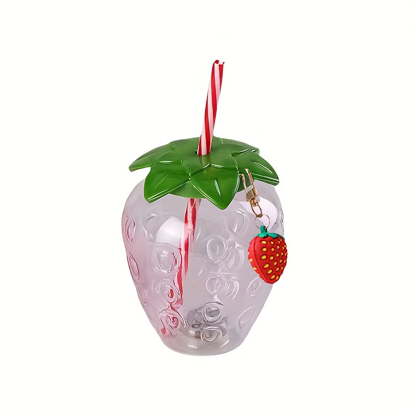 1pc Cute Strawberry Tumbler Cup 1pc Cute Transparent Strawberry Tumbler With Lid And Straw Kawaii Strawberry Cup Milk Tea Cup Fruit Cup Portable Cup Party Drinkware