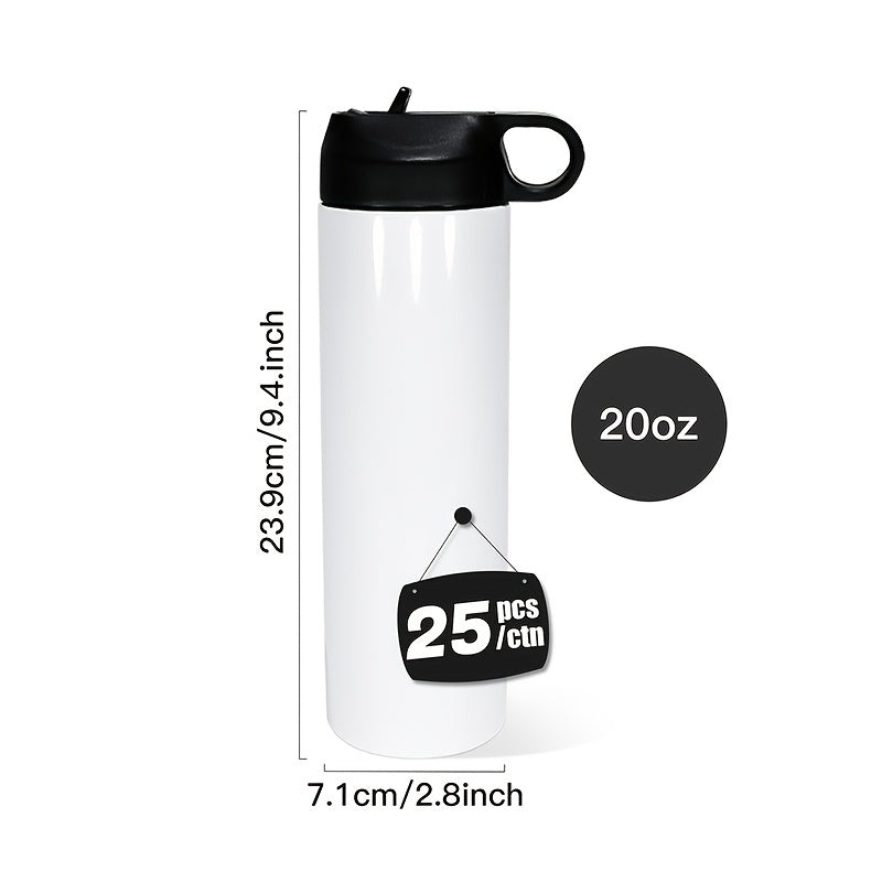 25pcs 20oz Sublimation Blank Double Wall Insulated Sports Water Flask Bottle with Flip Top Lid