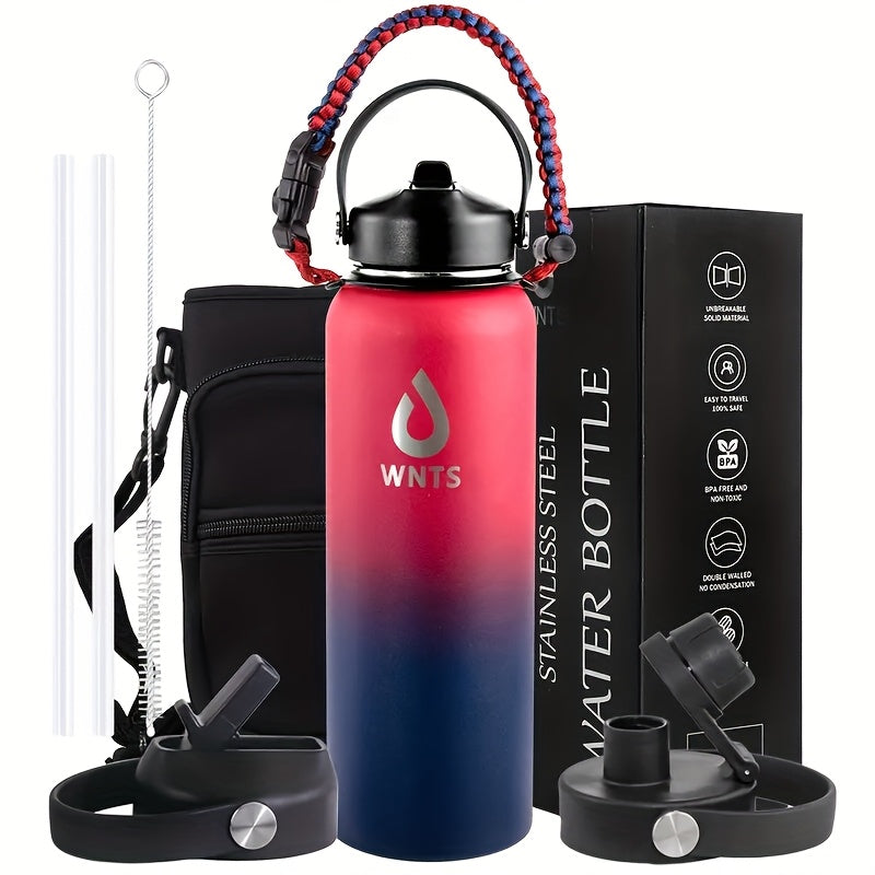 40oz\u002F64oz Insulated Stainless Steel Water Bottle - Double Vacuum Insulated to Maintain Water Temperature - Includes 2 LIDS, Straws And Brushes, Tote Bag And Carrying Ring. Suitable for Outdoor, Office. The Perfect Gift for Holidays And Birthdays