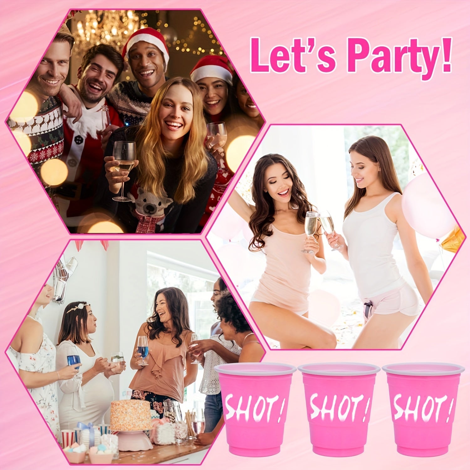 10\u002F40\u002F60pcs Party Decorations Hot Pink Party Cups, 2oz, Single Serving, Cute Mini, PPSU Plastic, for Mother'S Day, Birthday, Party, Picnic Supplies