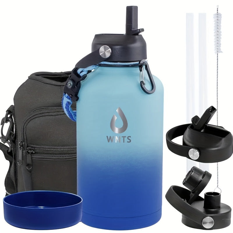 40oz\u002F64oz Insulated Stainless Steel Water Bottle - Double Vacuum Insulated to Maintain Water Temperature - Includes 2 LIDS, Straws And Brushes, Tote Bag And Carrying Ring. Suitable for Outdoor, Office. The Perfect Gift for Holidays And Birthdays
