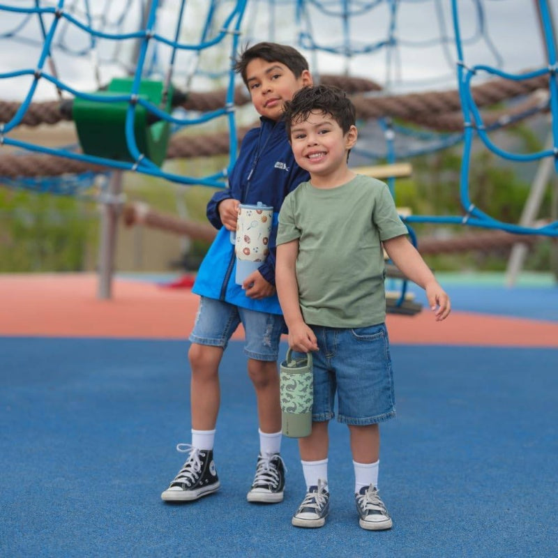 14oz Insulated Stainless Steel Thermos Bottle - Leakproof, BPA-Free, Dishwasher Safe, Cute Dinosaur design (Mint green with) - Thermal Cup for Gym, Travel, School, Office - Keeps Drinks Hot\u002FCold for Hours - Ideal ' Thermos