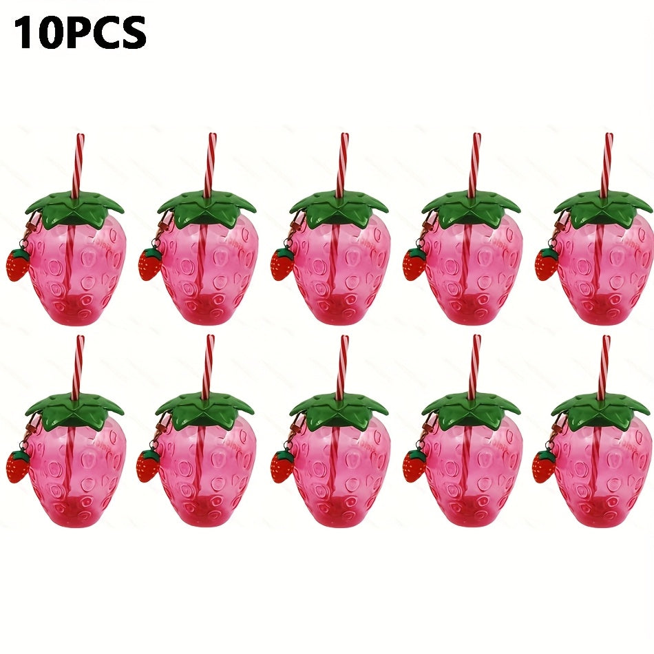 1pc Cute Strawberry Tumbler Cup 1pc Cute Transparent Strawberry Tumbler With Lid And Straw Kawaii Strawberry Cup Milk Tea Cup Fruit Cup Portable Cup Party Drinkware